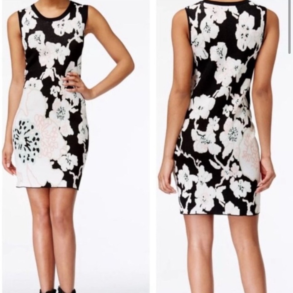 Rachel Roy Black Floral Knit Dress